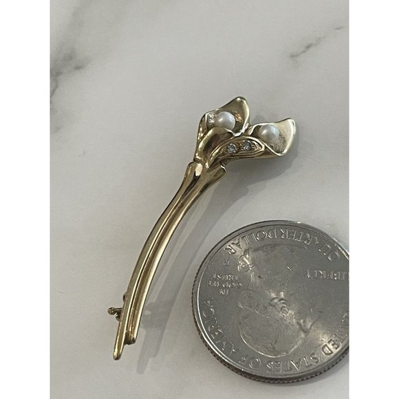 Vintage Hallmark Hungarian Hungary 14k gold diamondpearl...